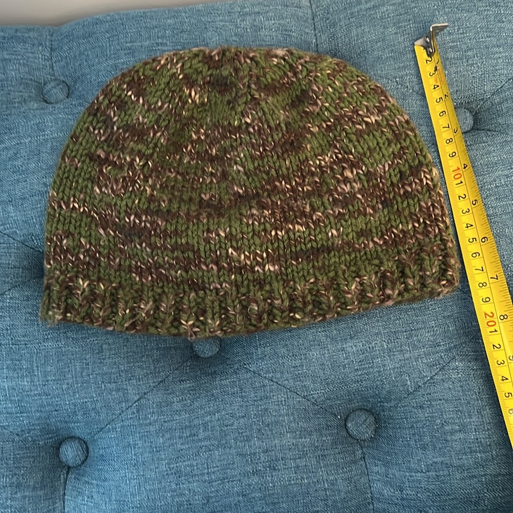 Green, Brown, Cream Knitter Hat-See Photos - Picture 4 of 5